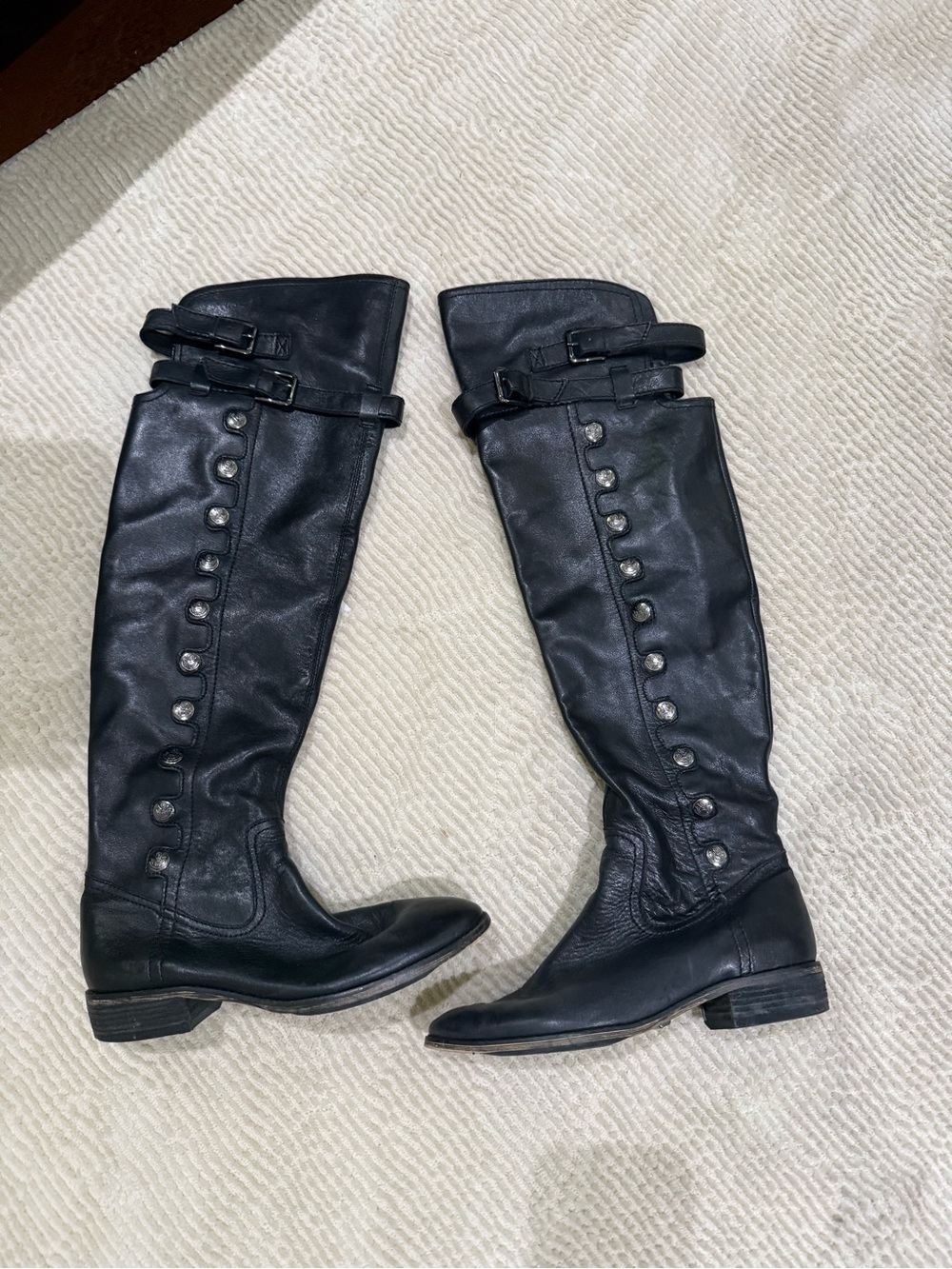 Sam Edelman Over Knee Boots w Button Trim 9 Black Elena Gilbert Vampire Diaries
